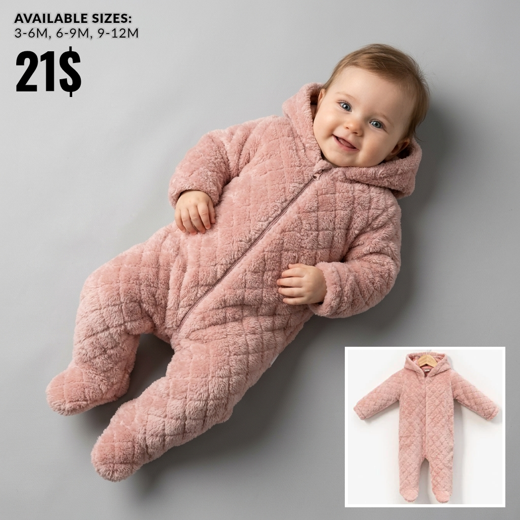 The Evangeline Quilted Hooded Snowsuit – Soft Pink
