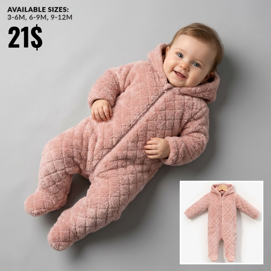 The Evangeline Quilted Hooded Snowsuit – Soft Pink