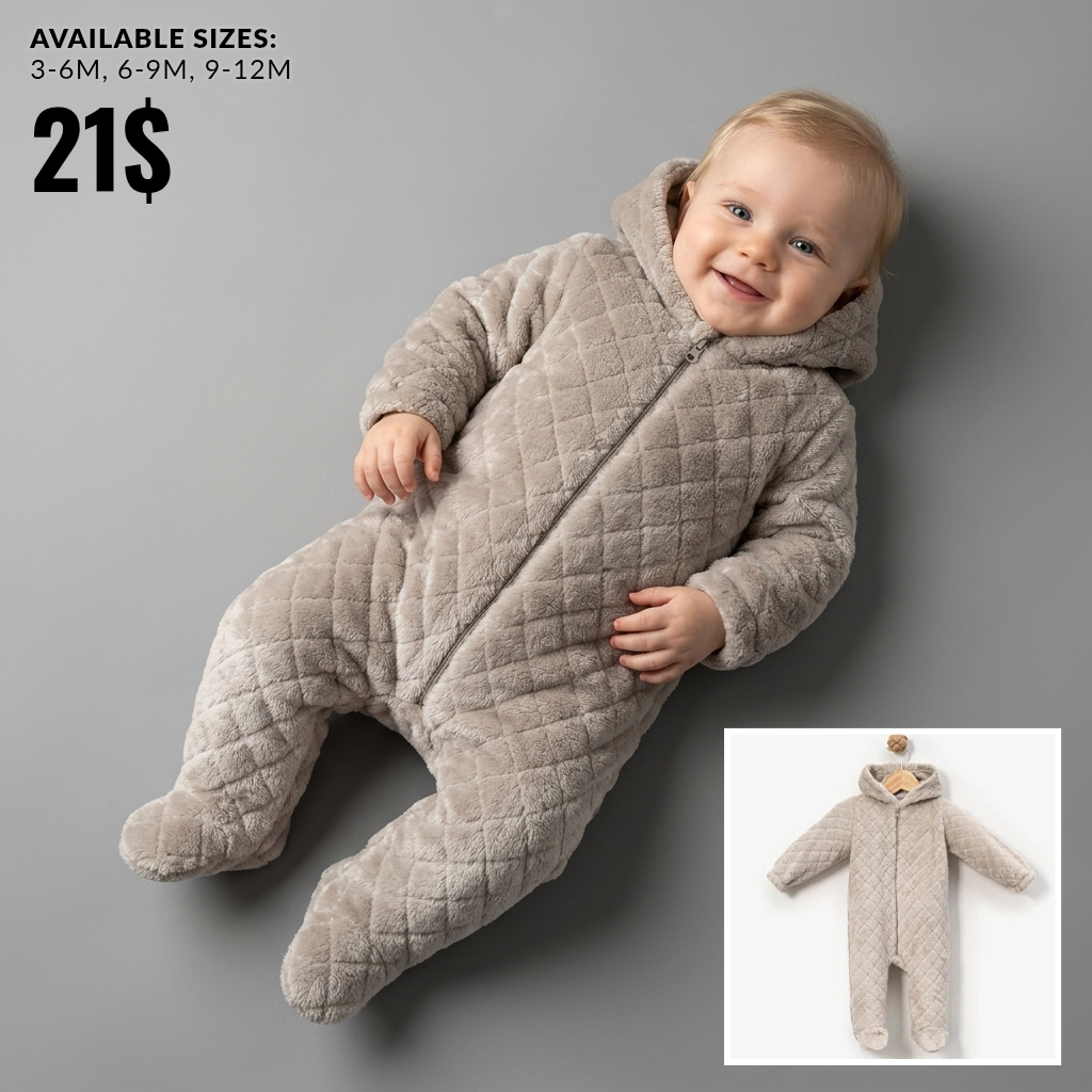 The Theodore Quilted Velvet Hooded Snowsuit – Warm Brown