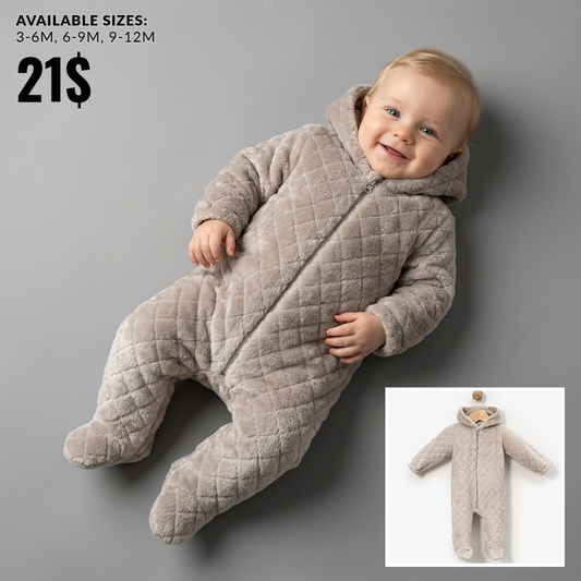 The Theodore Quilted Velvet Hooded Snowsuit – Warm Brown