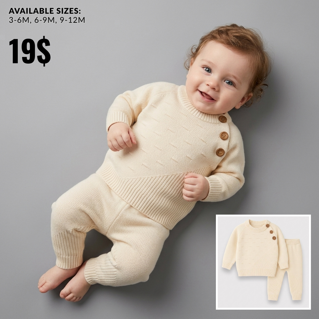 The Alexander 2-Piece Knit Sweater Set – Soft Cream
