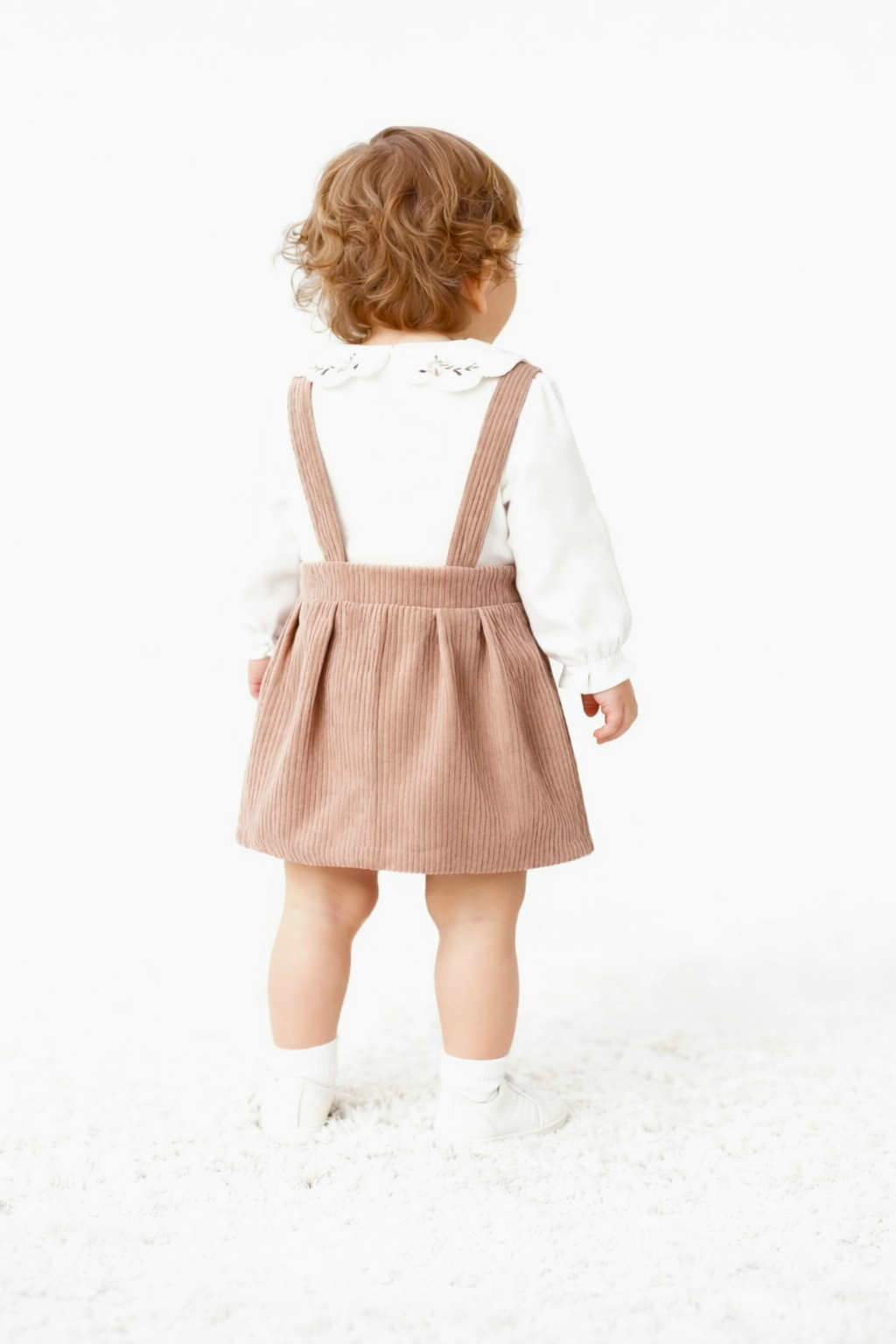Corduroy Pinafore & Embroidered Blouse