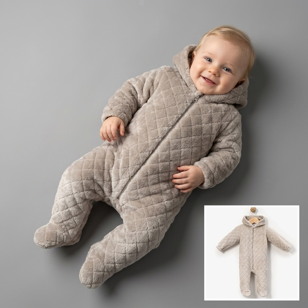 The Evangeline Quilted Hooded Snowsuit – Soft Pink