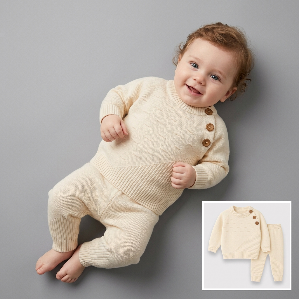 The Alexander 2-Piece Knit Sweater Set – Soft Cream
