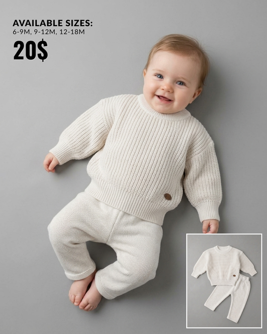 The Jonathan Cream Ribbed Knit 2-Piece Sweater Set