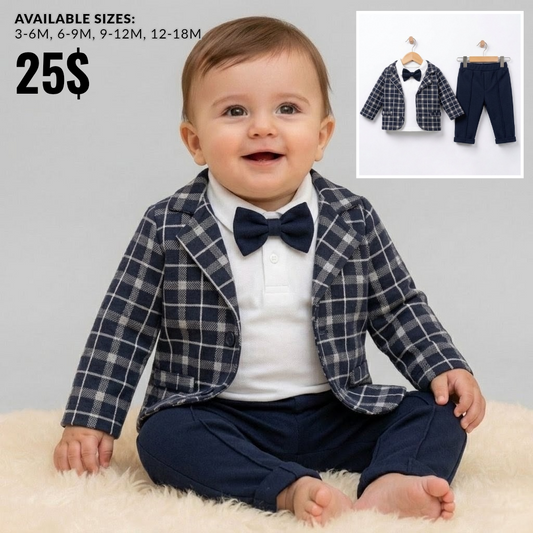 The Christian 4-Piece Formal Suit Set – Navy Plaid