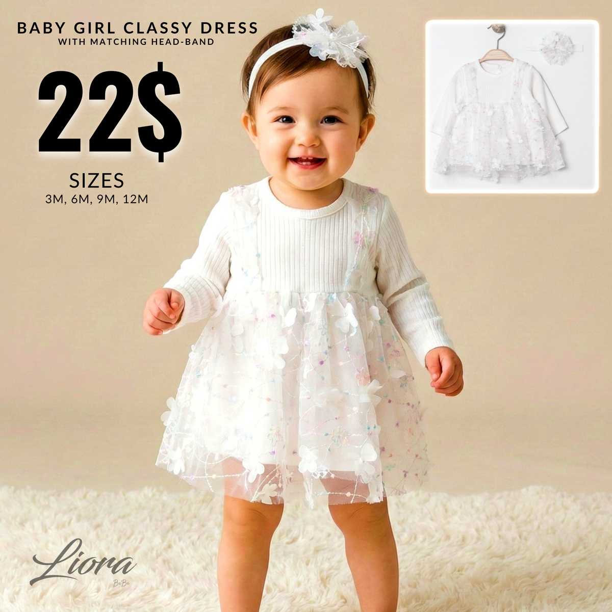 Floral Tulle Dress & Headband Set
