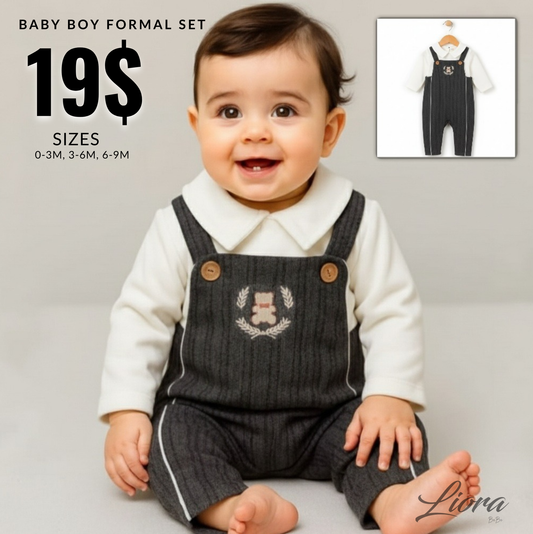 Bear Crest Pinstripe Gray Set