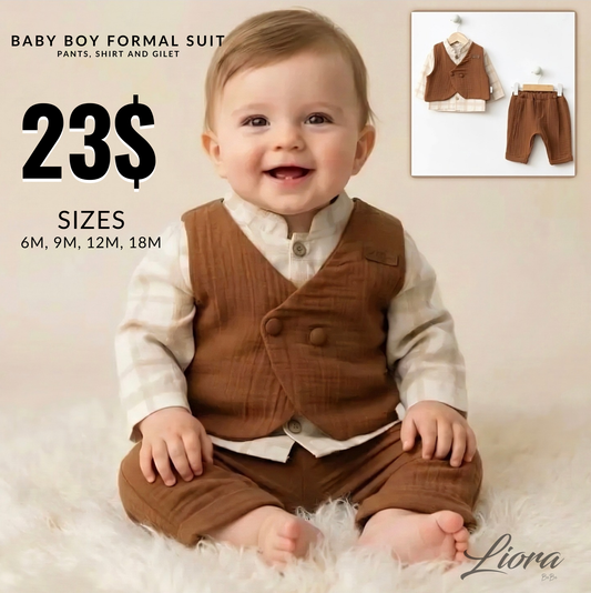 Plaid Ruffle & Textured Vest Set