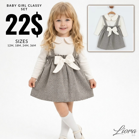 Checkered Bow Pinafore Set