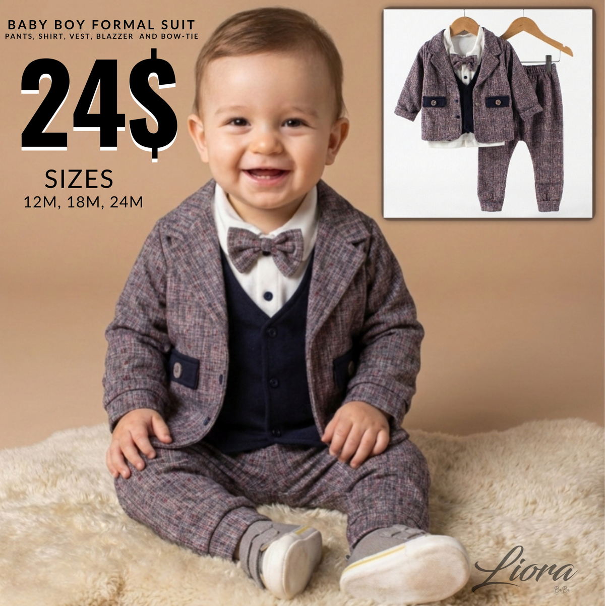Tweed Elegance – Baby Boy Formal Set