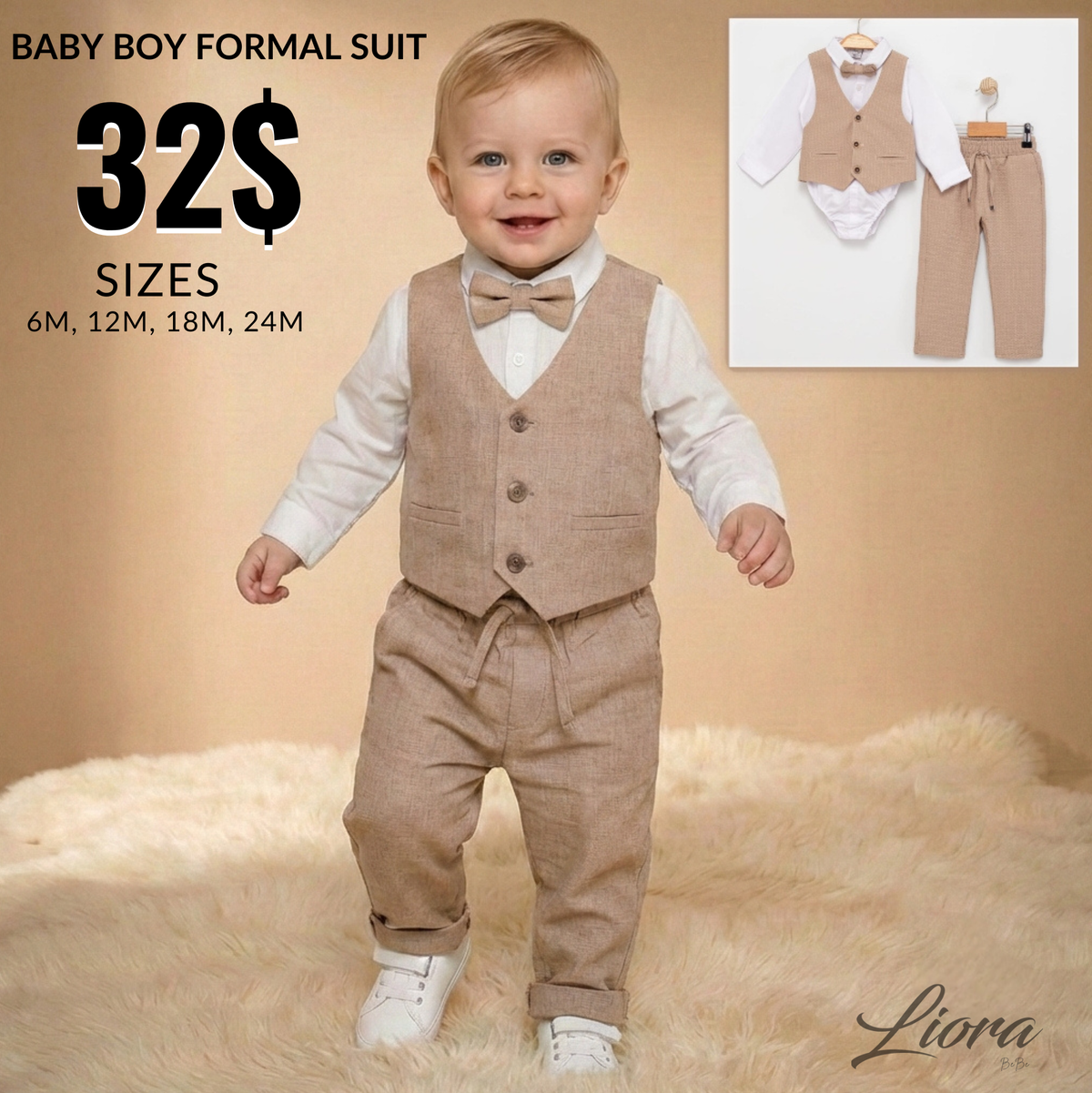 Beige Gentleman Style – Baby Boy Outfit