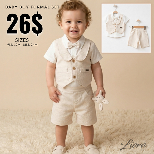 Sandstone Charm – Baby Boy Linen Set