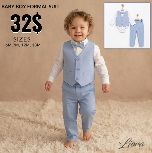 Pastel Blue Charm – Baby Boy Suit Set