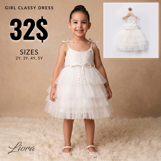 “Ivory Bloom” Baby Dress – Lace Bodice & Tulle Skirt