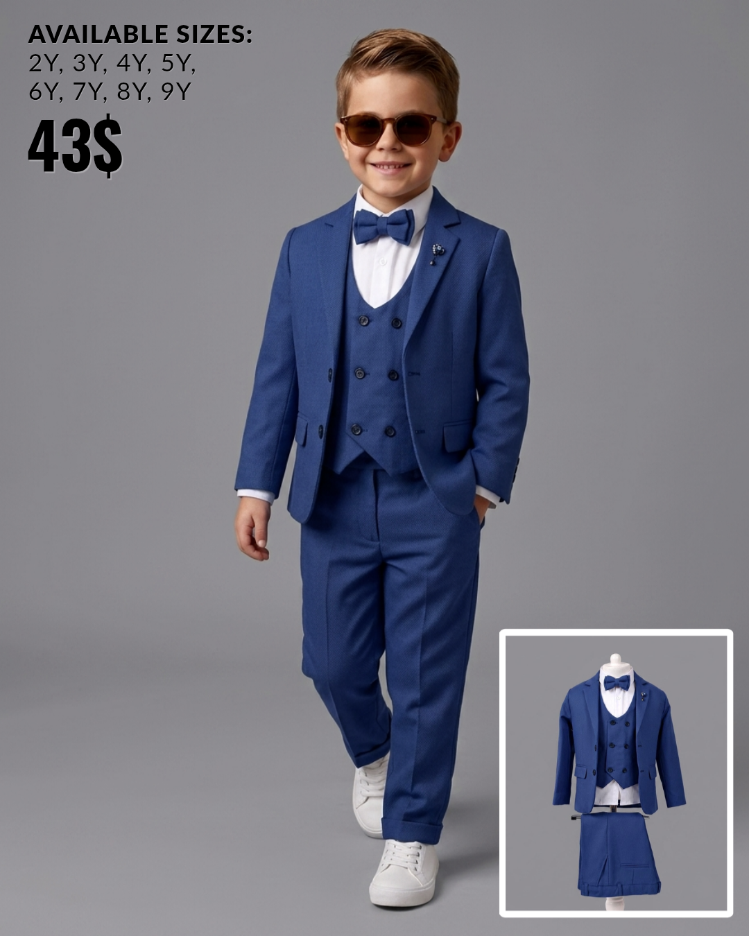 The Winston 5-Piece Formal Suit Set with Vest – Royal Blue