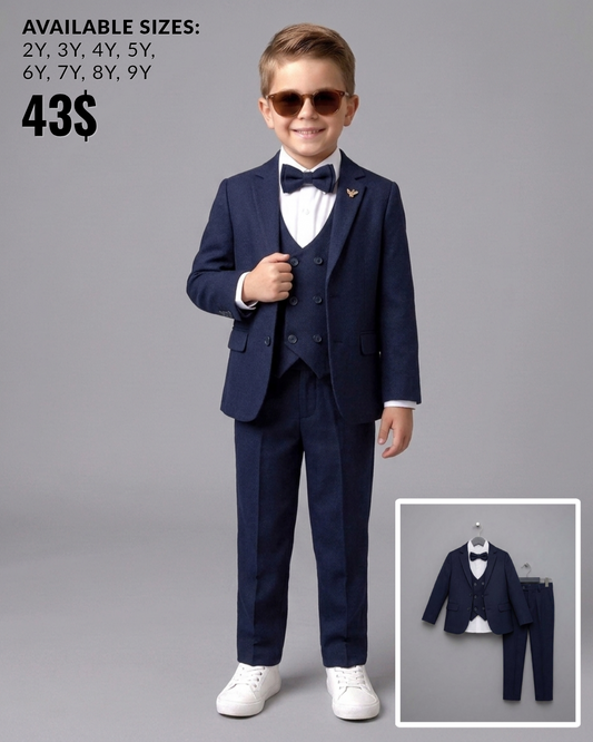 The Edward 5-Piece Formal Suit Set with Vest – Navy Blue
