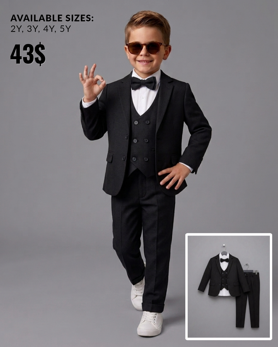 The Alistair 5-Piece Formal Suit Set with Vest – Classic Black