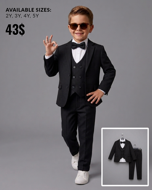 The Alistair 5-Piece Formal Suit Set with Vest – Classic Black