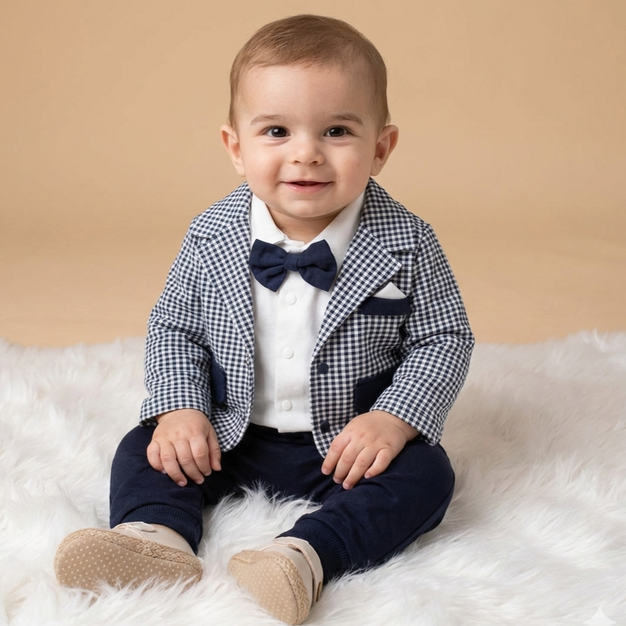 Checkered Charm – Baby Boy Formal Outfit