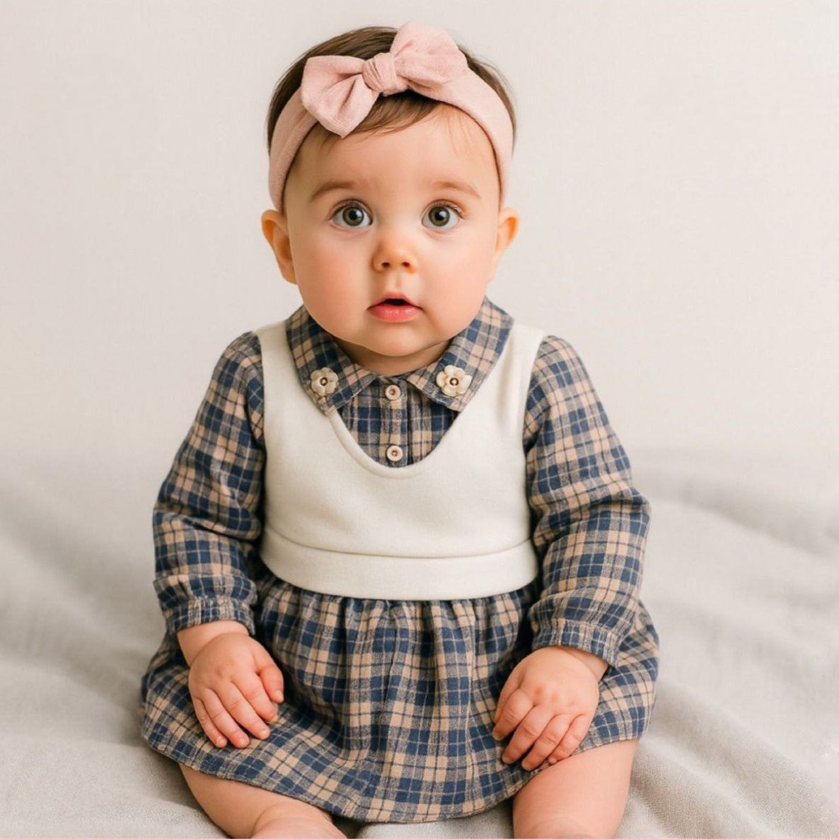 Plaid Layered Bodice Dress