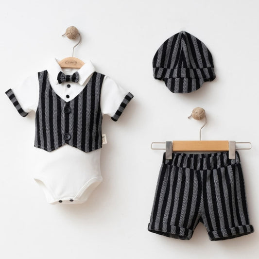 Striped Tuxedo Charm – Baby Boy Outfit
