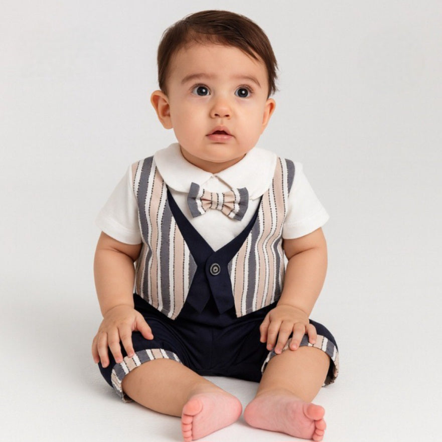 Striped Vest & Bow Tie Romper