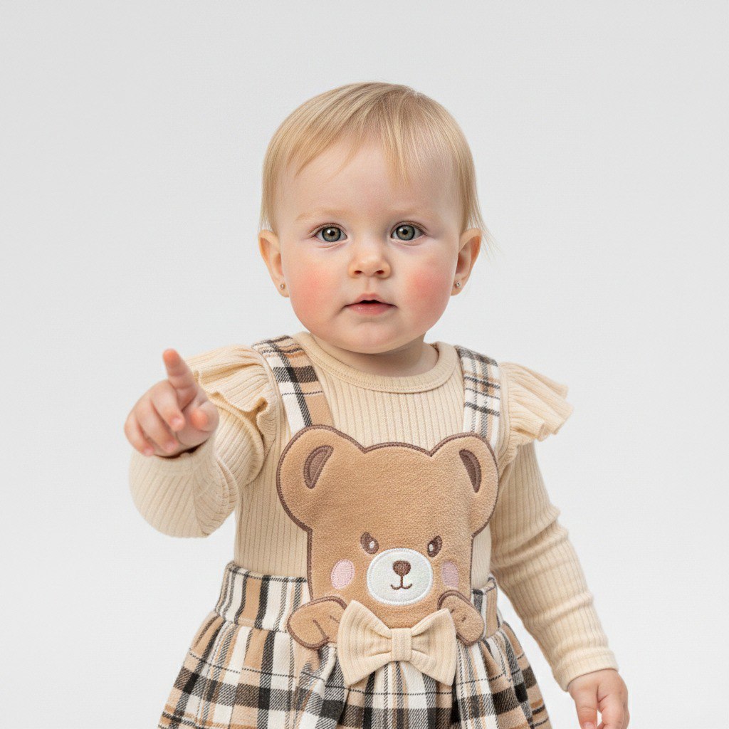 Plaid Teddy Charm – Baby Girl Outfit