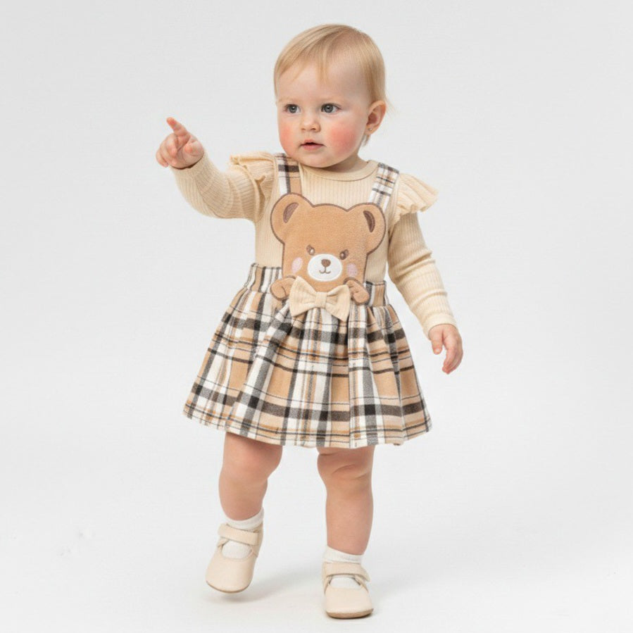 Plaid Teddy Charm – Baby Girl Outfit