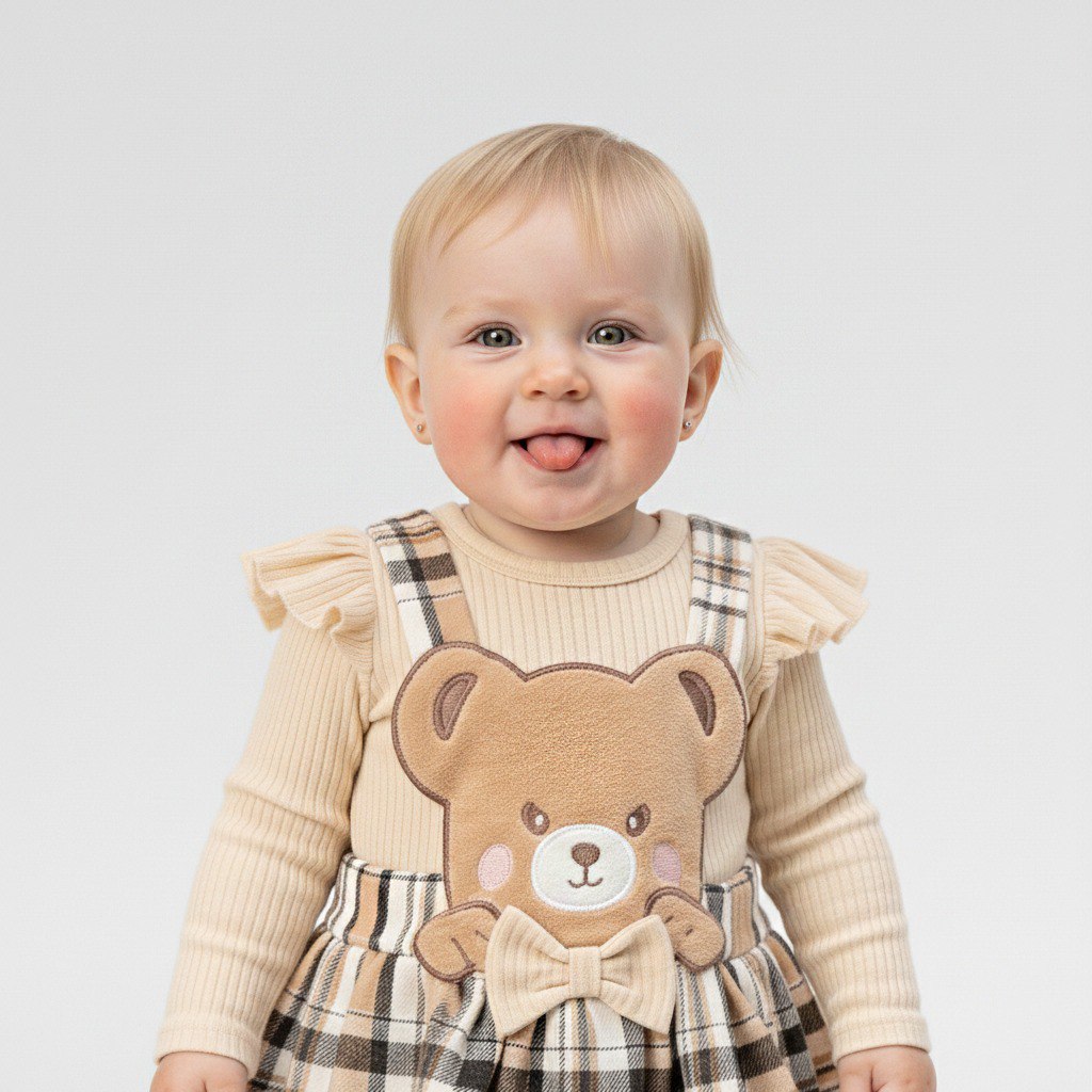 Plaid Teddy Charm – Baby Girl Outfit