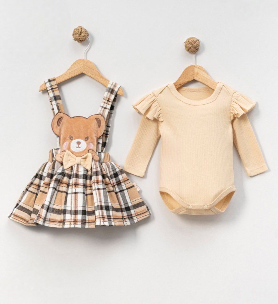Plaid Teddy Charm – Baby Girl Outfit