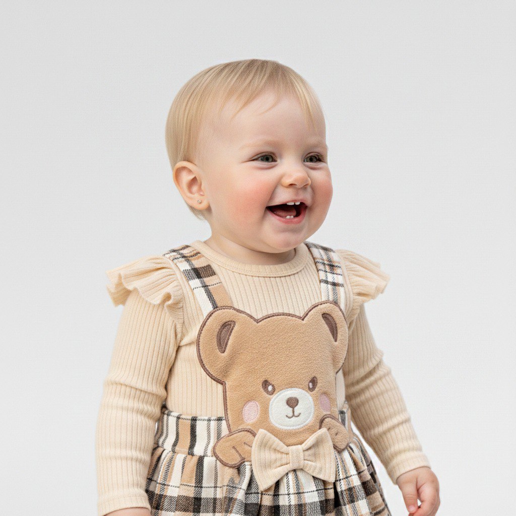 Plaid Teddy Charm – Baby Girl Outfit