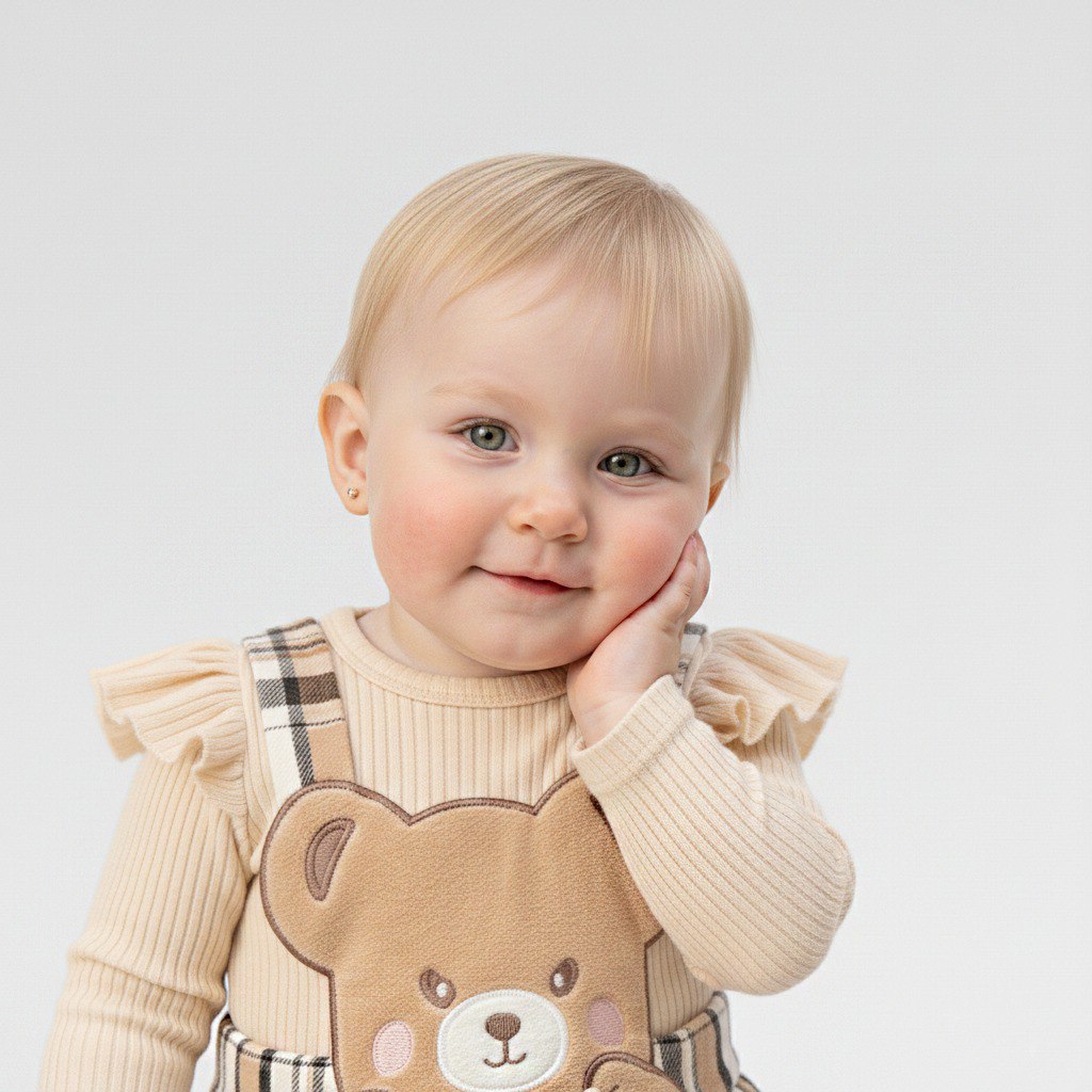 Plaid Teddy Charm – Baby Girl Outfit