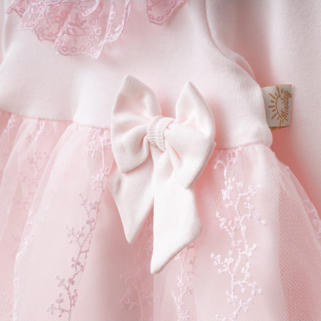 Pink Baby Girl Lace Dress – Bow & Headband Set
