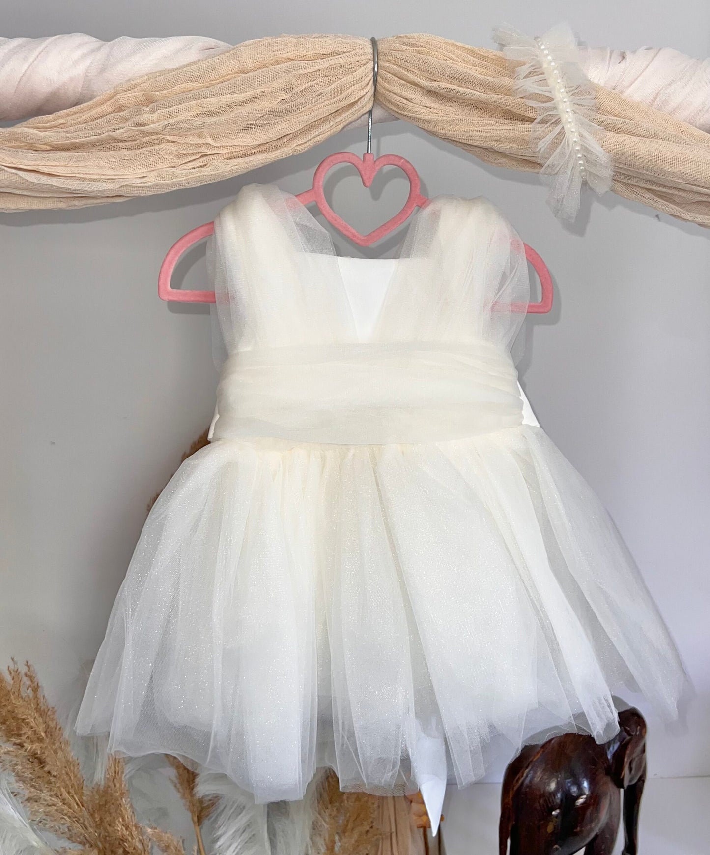 White Baby Girl Tulle Dress – Sleeveless Formal Outfit