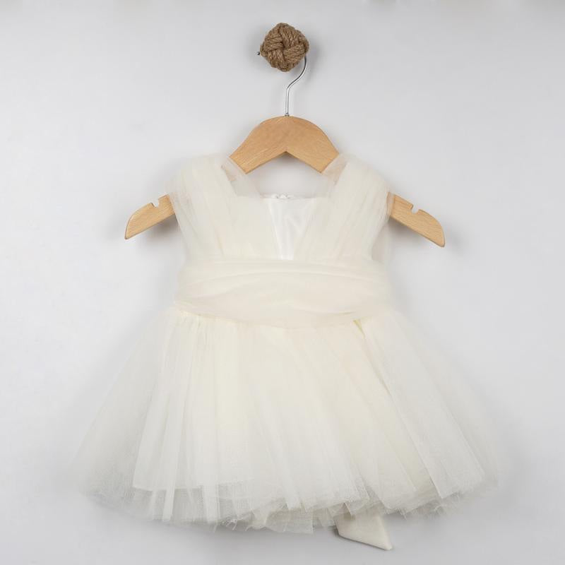 White Baby Girl Tulle Dress – Sleeveless Formal Outfit