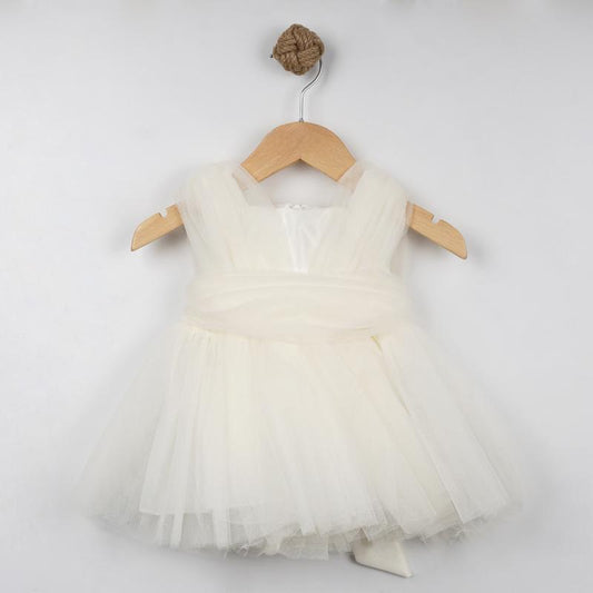 White Baby Girl Tulle Dress – Sleeveless Formal Outfit