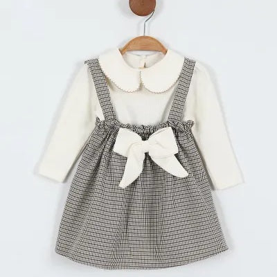 Checkered Bow Pinafore Set