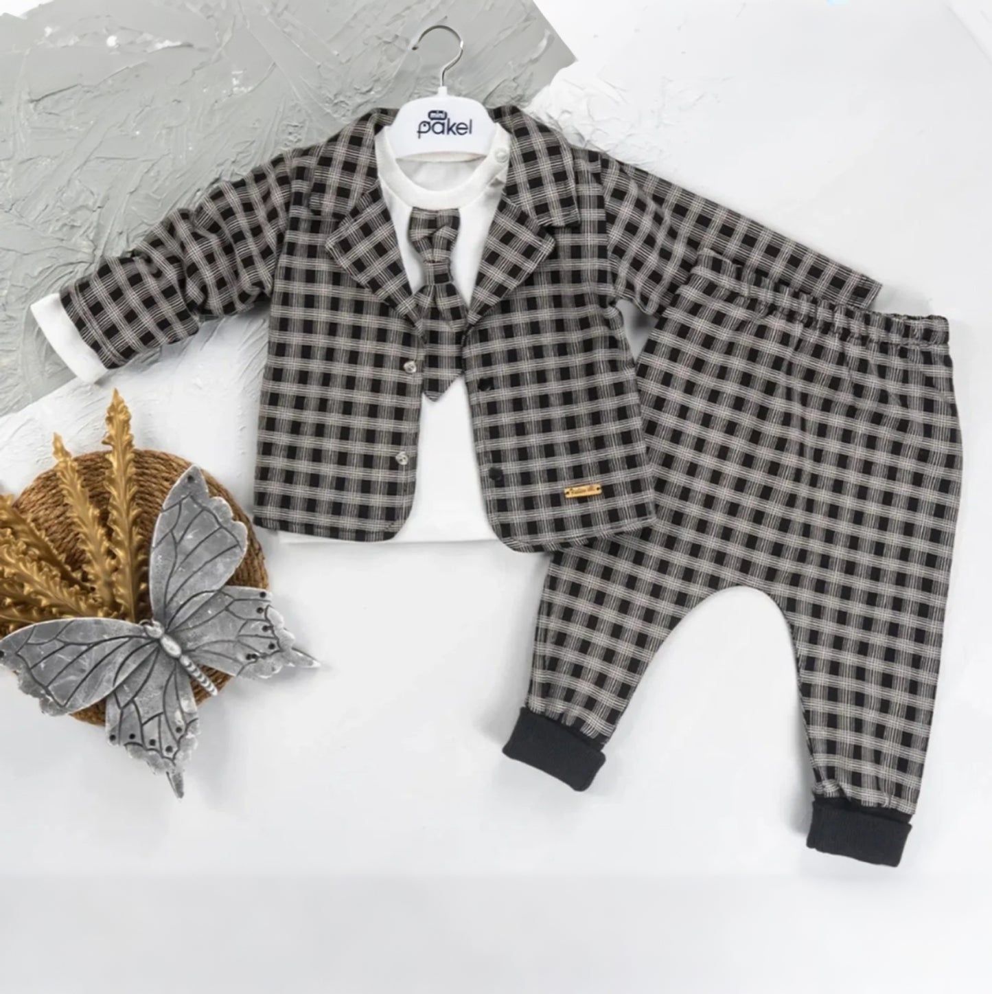 Checkered Suit & Tie Set