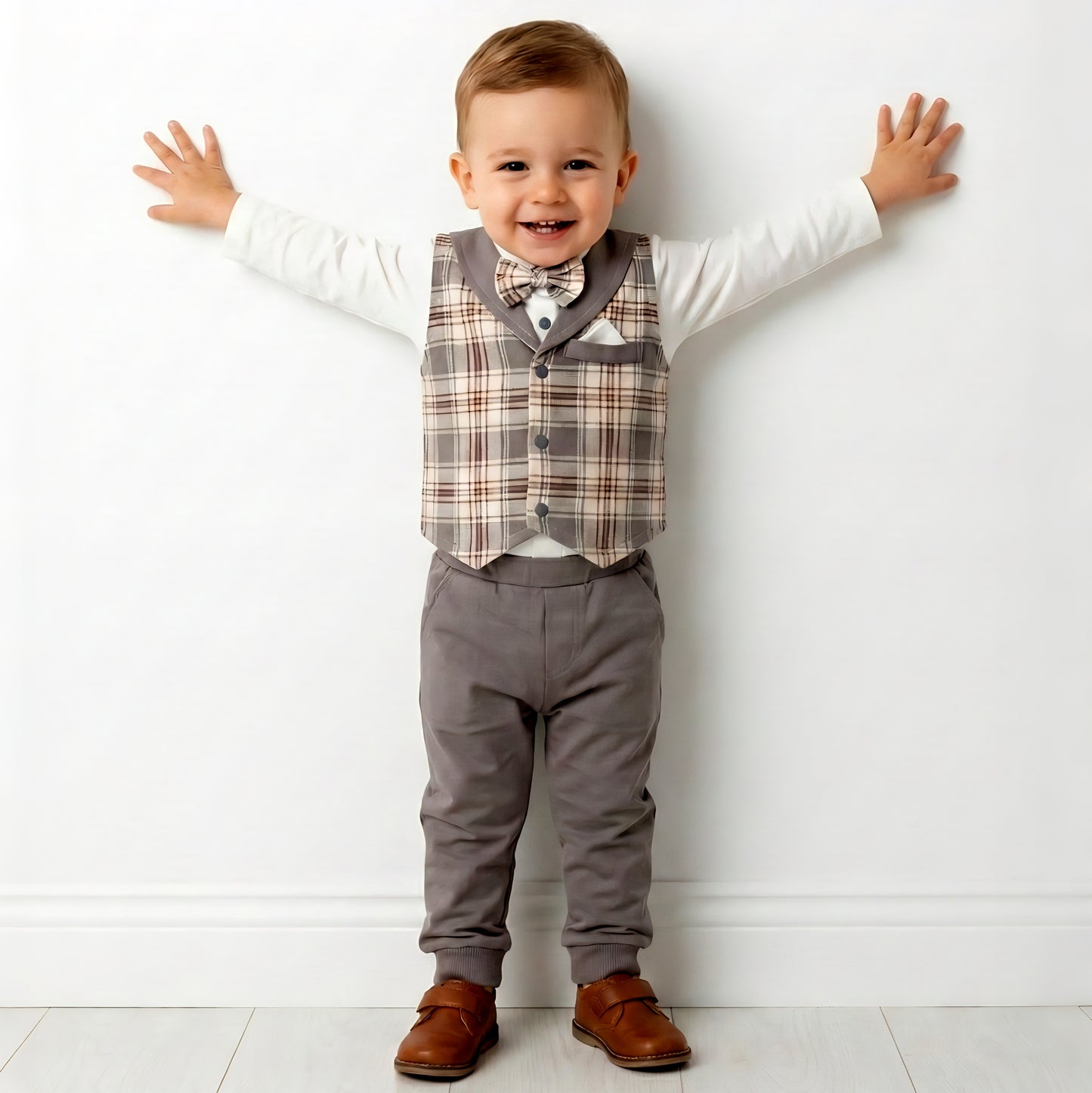 Plaid Vest & Bow Tie Formal Set