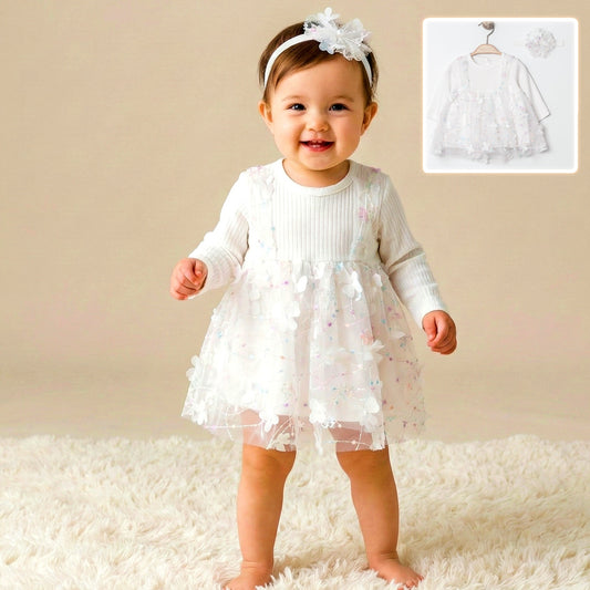 Floral Tulle Dress & Headband Set