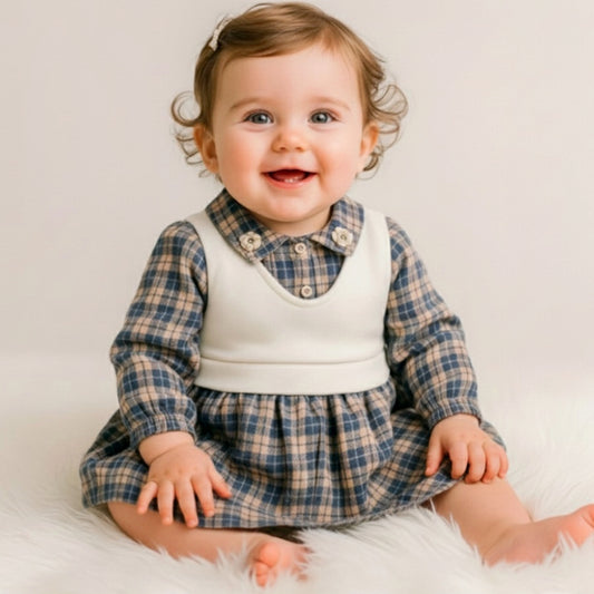 Plaid Layered Bodice Dress