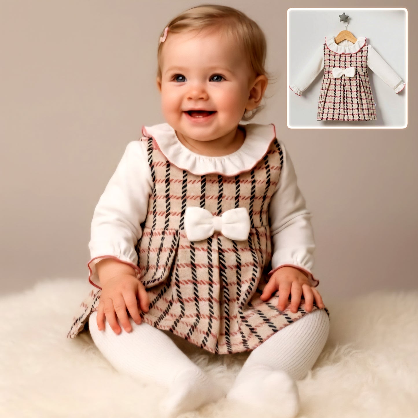 Plaid & Ruffle Bow Dress