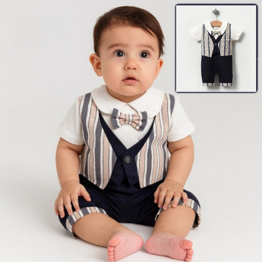 Striped Vest & Bow Tie Romper