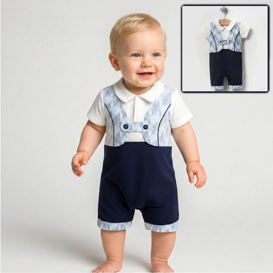 Chevron Vest & Navy Romper