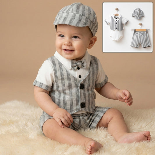 Striped Gentleman Charm – Baby Boy Outfit