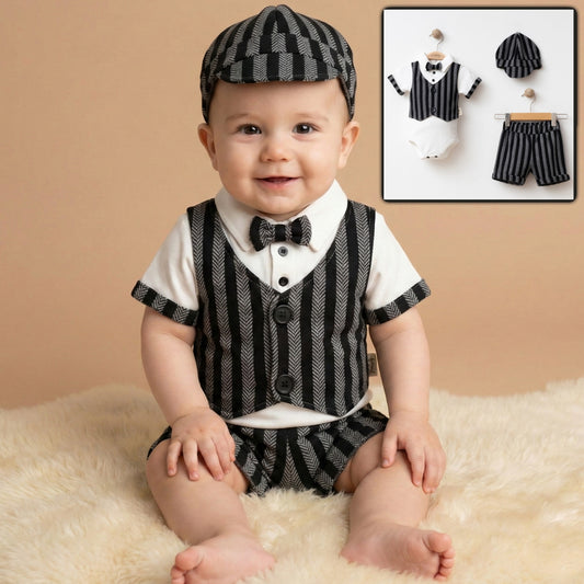 Striped Tuxedo Charm – Baby Boy Outfit