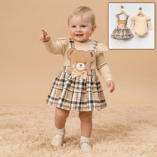 Plaid Teddy Charm – Baby Girl Outfit