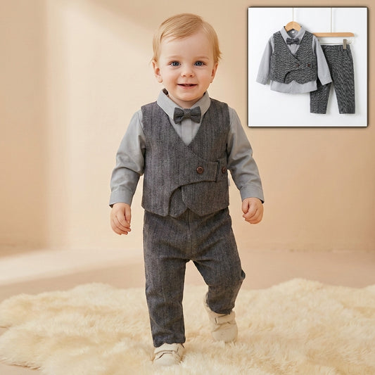 Sharp Gray Charm – Baby Boy Ensemble