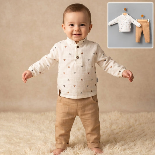 Ecru & Taupe Style – Baby Boy Outfit
